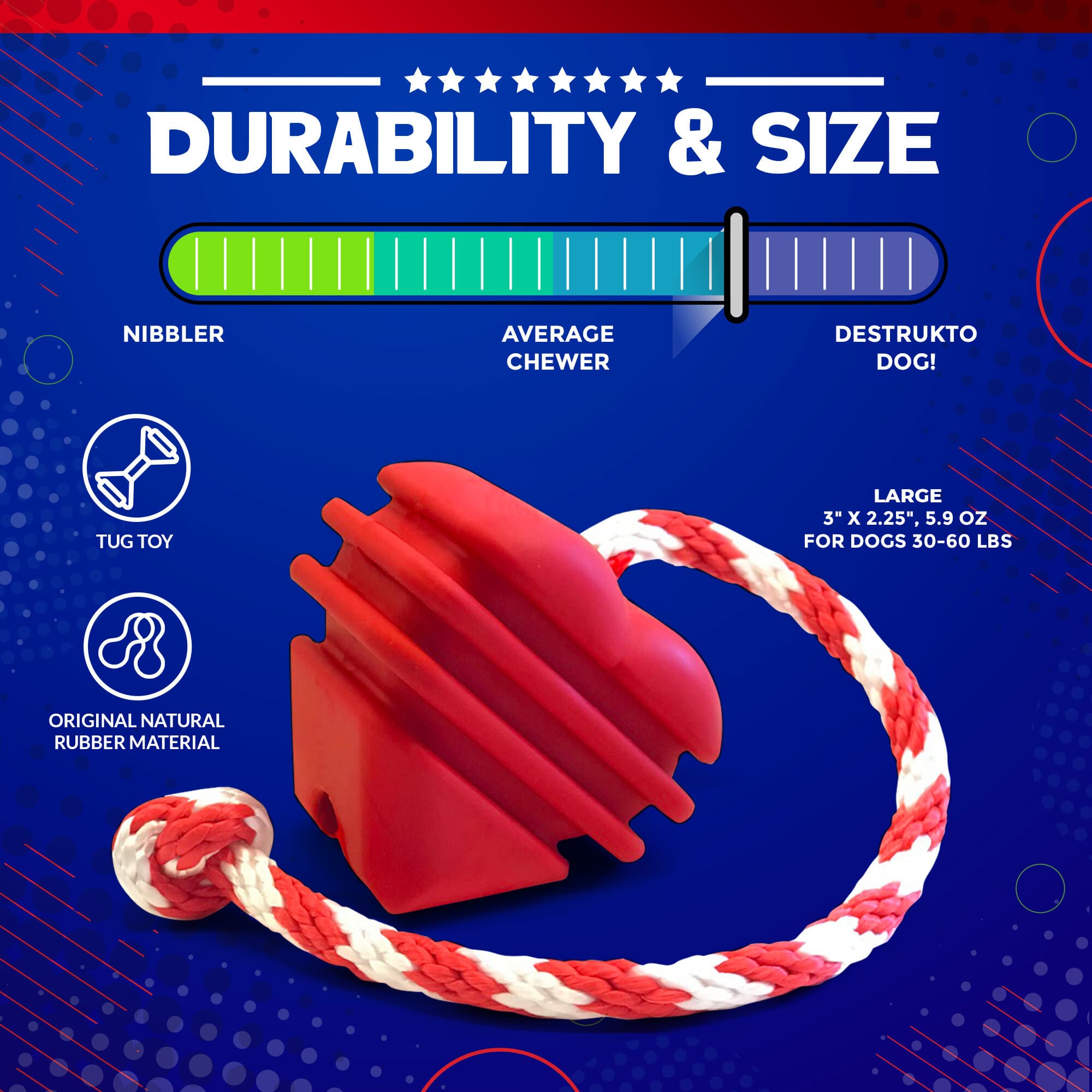 Heart on a String Dog Toy - Durable Rubber Tug Toy for Large Dogs | USA Made - BIG FRENCHIES