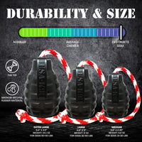 USA-K9 Magnum Grenade - Black Magnum Rubber Chew Toy for Extreme Chewers | USA Made - BIG FRENCHIES
