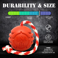 USA-K9 Stars and Stripes Rubber Dog Toy | K9 Handler Reward Toy | Red | USA Made - BIG FRENCHIES