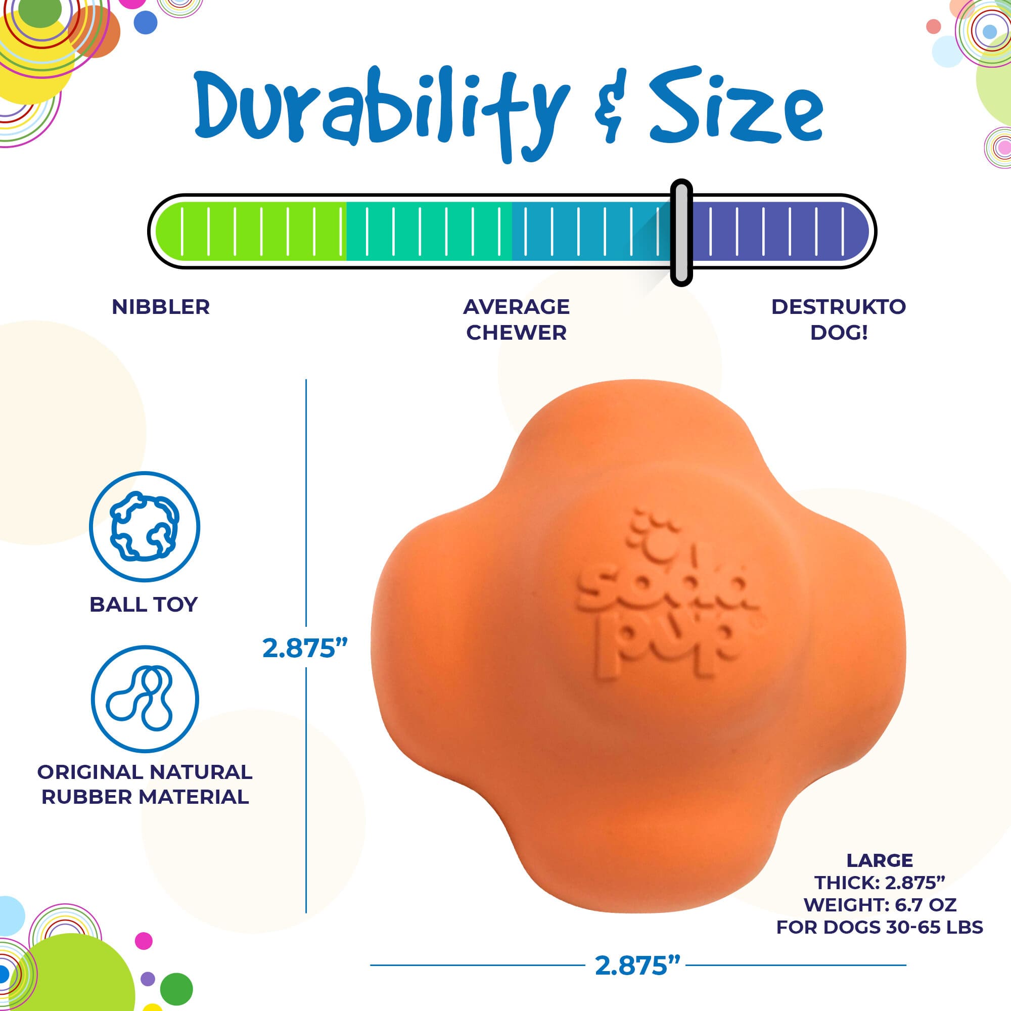 Crazy Bounce Rubber Dog Chew Toy for Power Chewers | Retrieving Ball | USA Made - BIG FRENCHIES