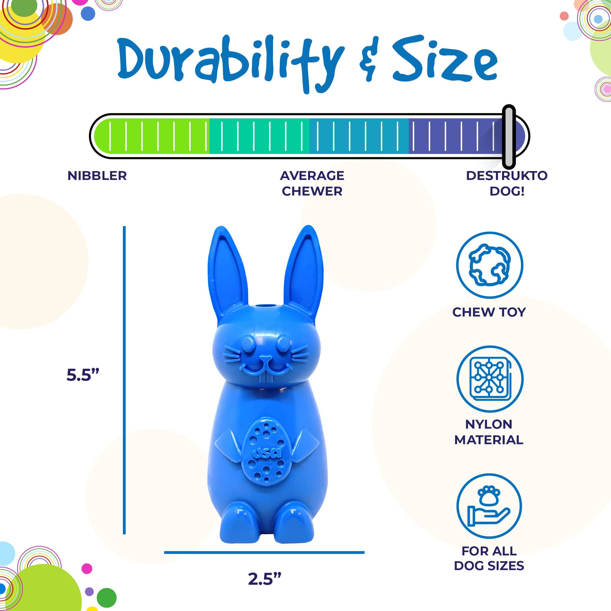 Bunny Nylon Chew Toy for Aggressive Chewers | Durable & USA Made - BIG FRENCHIES
