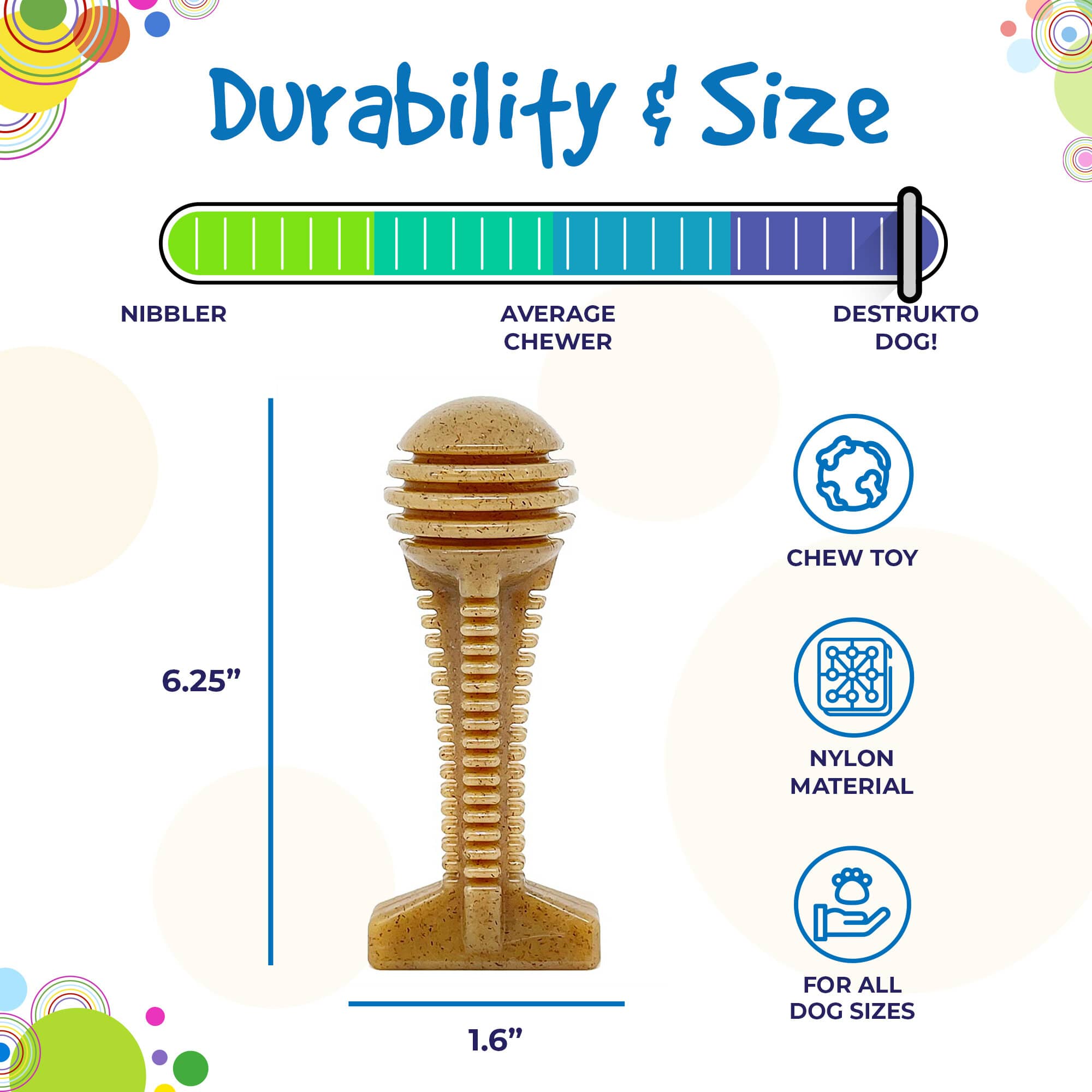 Honey Bone Dental Tower Nylon Chew Toy for Aggressive Chewers | USA Made - BIG FRENCHIES