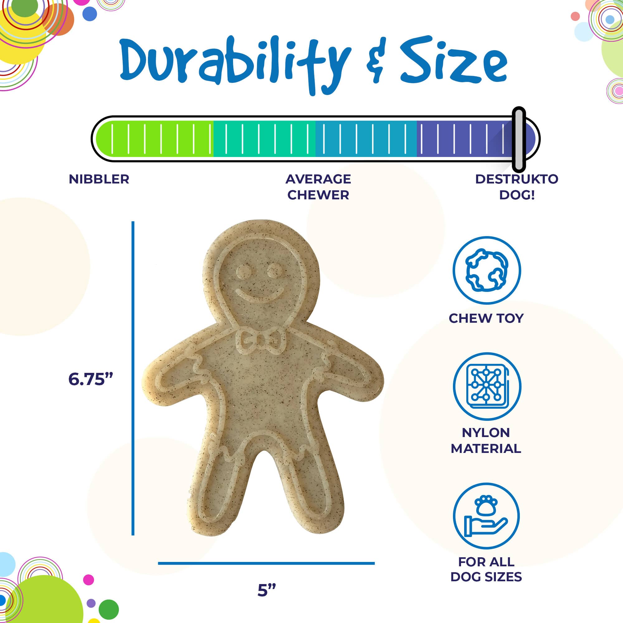 Gingerbread Man Nylon Dog Chew Toy for Aggressive Chewers | USA Made - BIG FRENCHIES