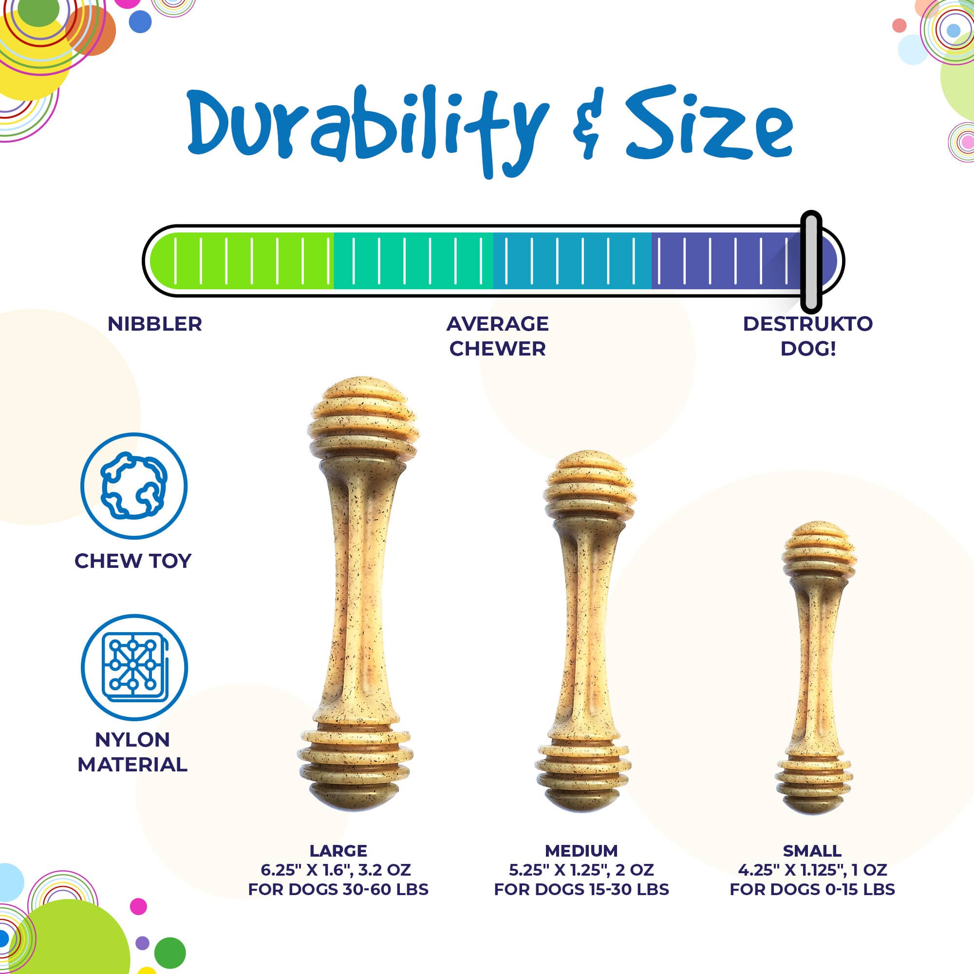 Honey Bone Nylon Dog Toy for Aggressive Chewers | Indestructible | USA Made - BIG FRENCHIES