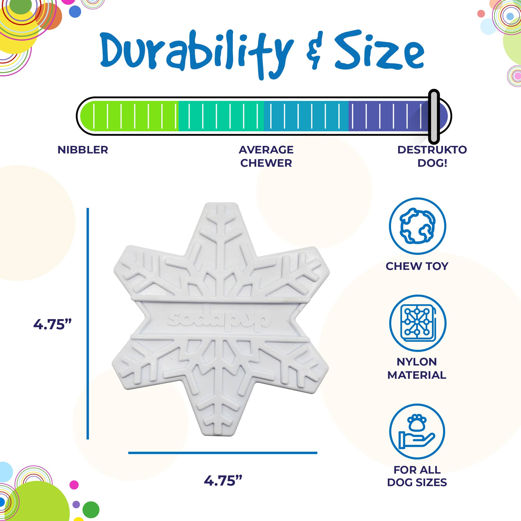 Snowflake Nylon Dog Chew Toy for Aggressive Chewers | USA Made & FDA Compliant - BIG FRENCHIES