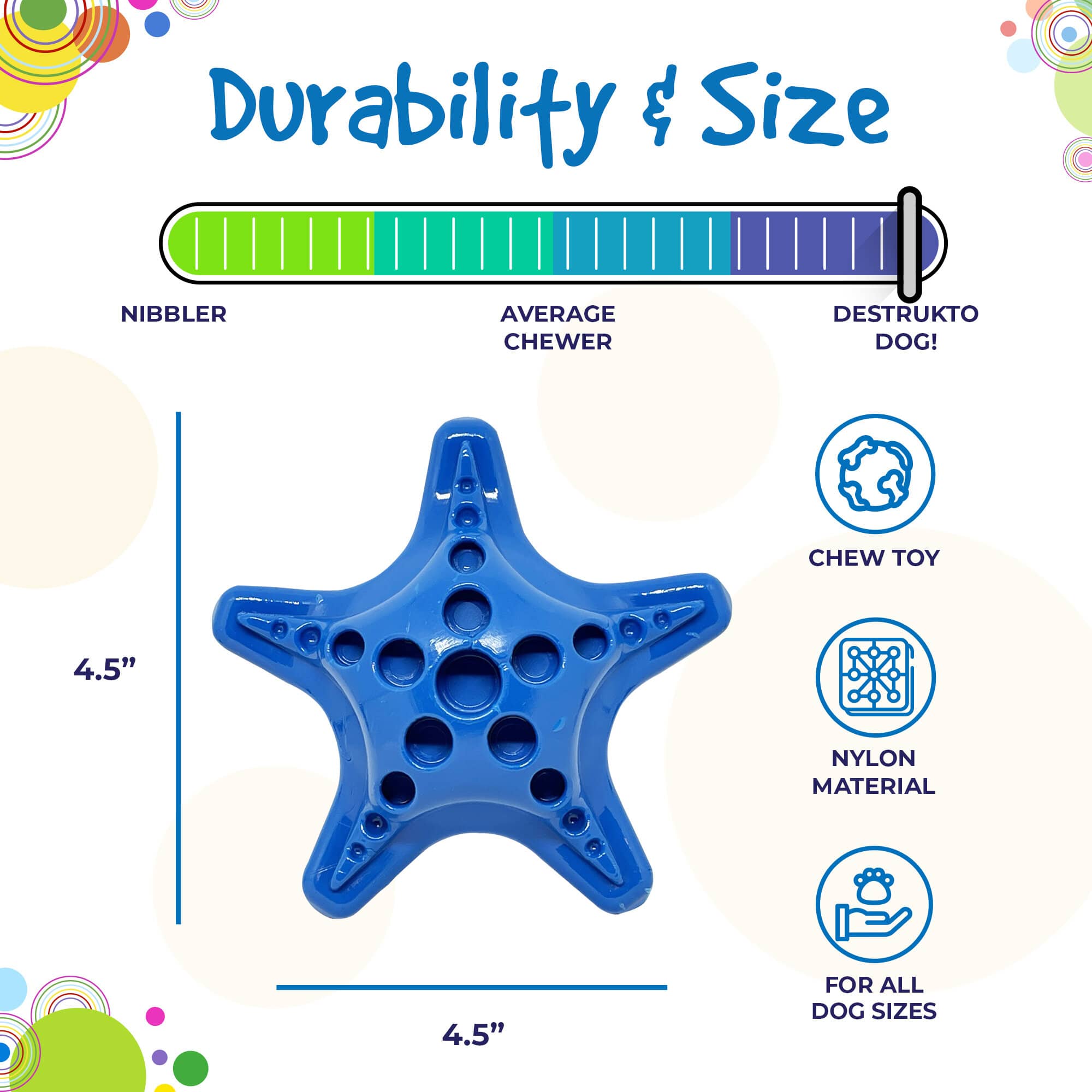 Starfish Nylon Dog Chew Toy for Aggressive Chewers | USA Made | SodaPup - BIG FRENCHIES