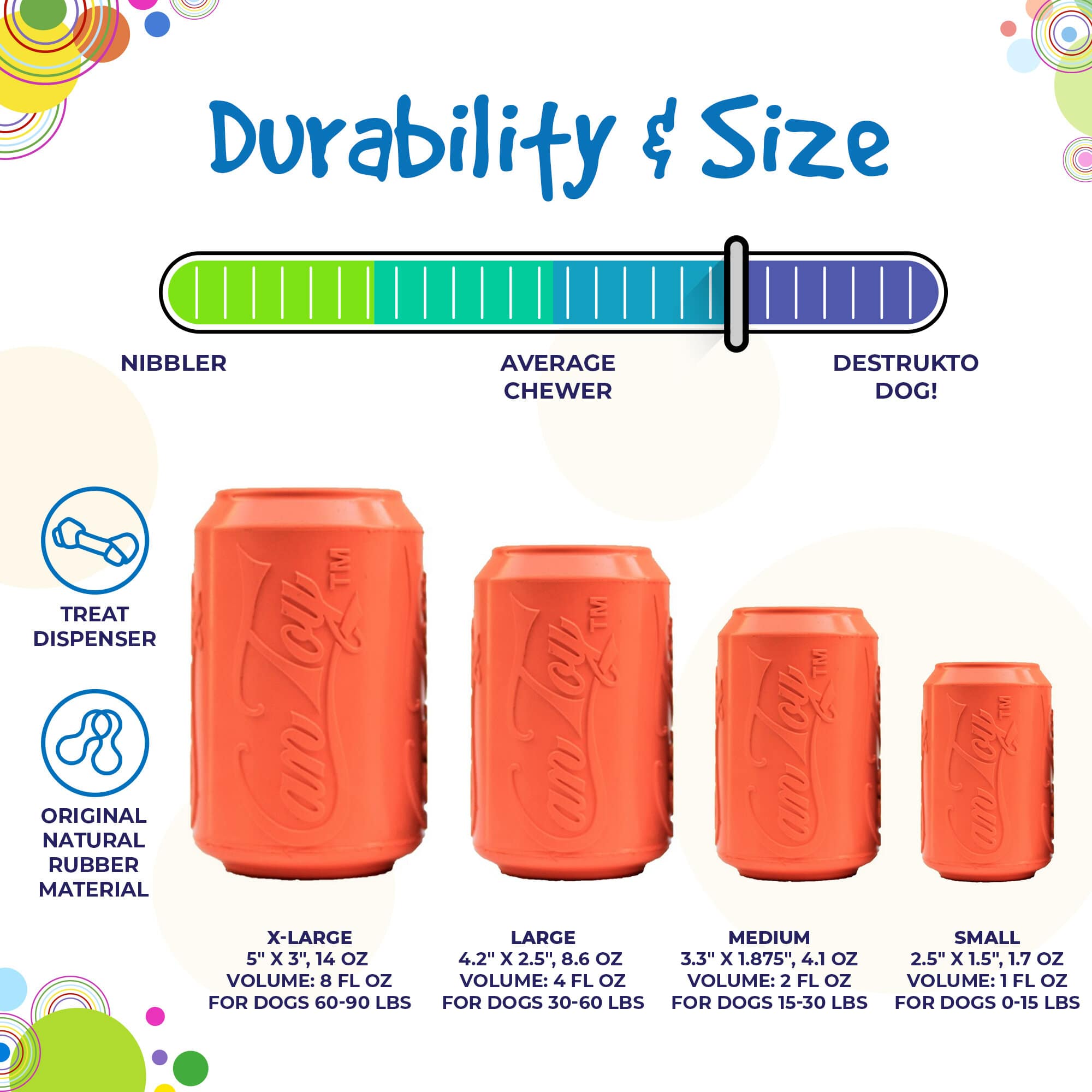 Can Toy Rubber Dog Chew Toy for Average Chewers | Treat Dispenser | USA Made - BIG FRENCHIES