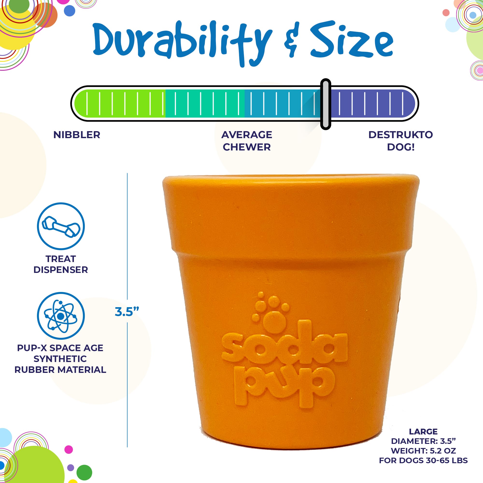 Large Flower Pot eCup Dog Treat Dispenser | Durable USA-Made Enrichment Toy | SodaPup - BIG FRENCHIES