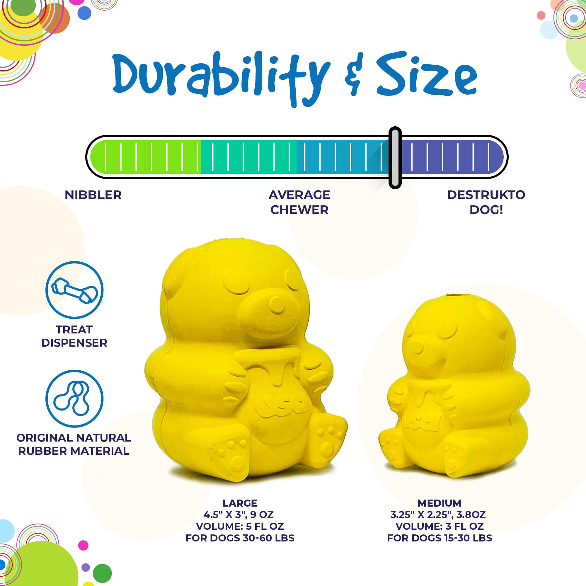 Honey Bear eDispenser - Durable Rubber Treat Dispenser for Dogs | USA Made - BIG FRENCHIES