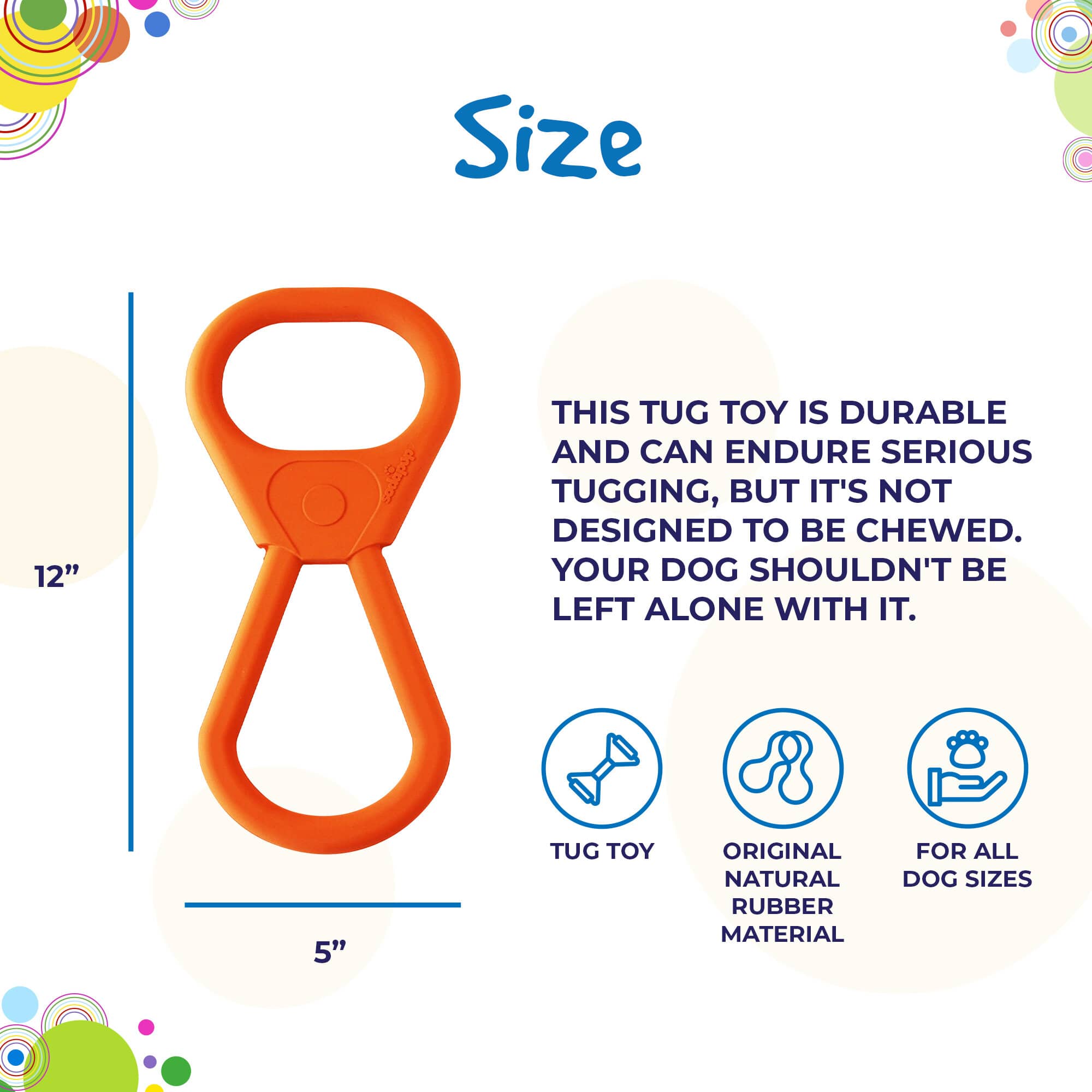 Pop Top Rubber Tug Toy for Interactive Play | Heavy Chewers | USA Made | SodaPup - BIG FRENCHIES