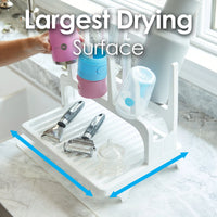 PopYum Glacier White Space Saving Drying Rack from 100% Recycled Bottles, countertop for Baby Bottles, Plastic Bags, Cups, Glass, tumblers, Compact - BIG FRENCHIES