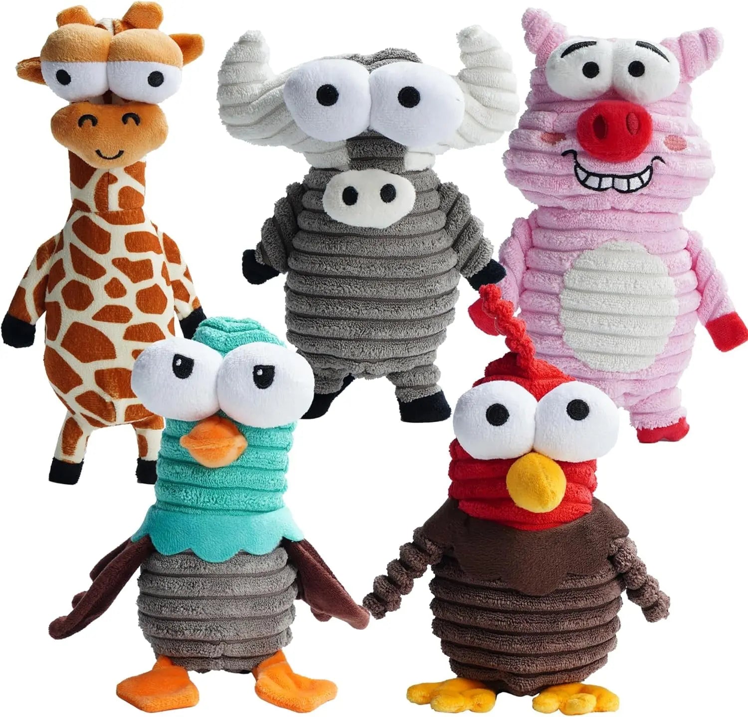 5-Pack Squeaky Dog Toys, Durable Plush Critter Set for Small to Large Dogs - BIG FRENCHIES
