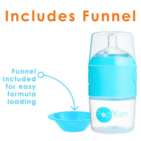 PopYum 5oz Anti-Colic Baby Bottle for Breast and Formula Feeding, 3-Pack, Blue, #1 Slow Flow Nipples - BIG FRENCHIES