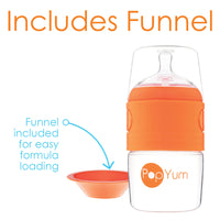 PopYum 5oz Anti-Colic Baby Bottle for Breast and Formula Feeding, Orange, #1 Slow Flow Nipple - BIG FRENCHIES
