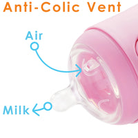 PopYum 9 oz Pink Formula Making Baby Bottle 3-Pack with White Drying Rack Bundle - BIG FRENCHIES