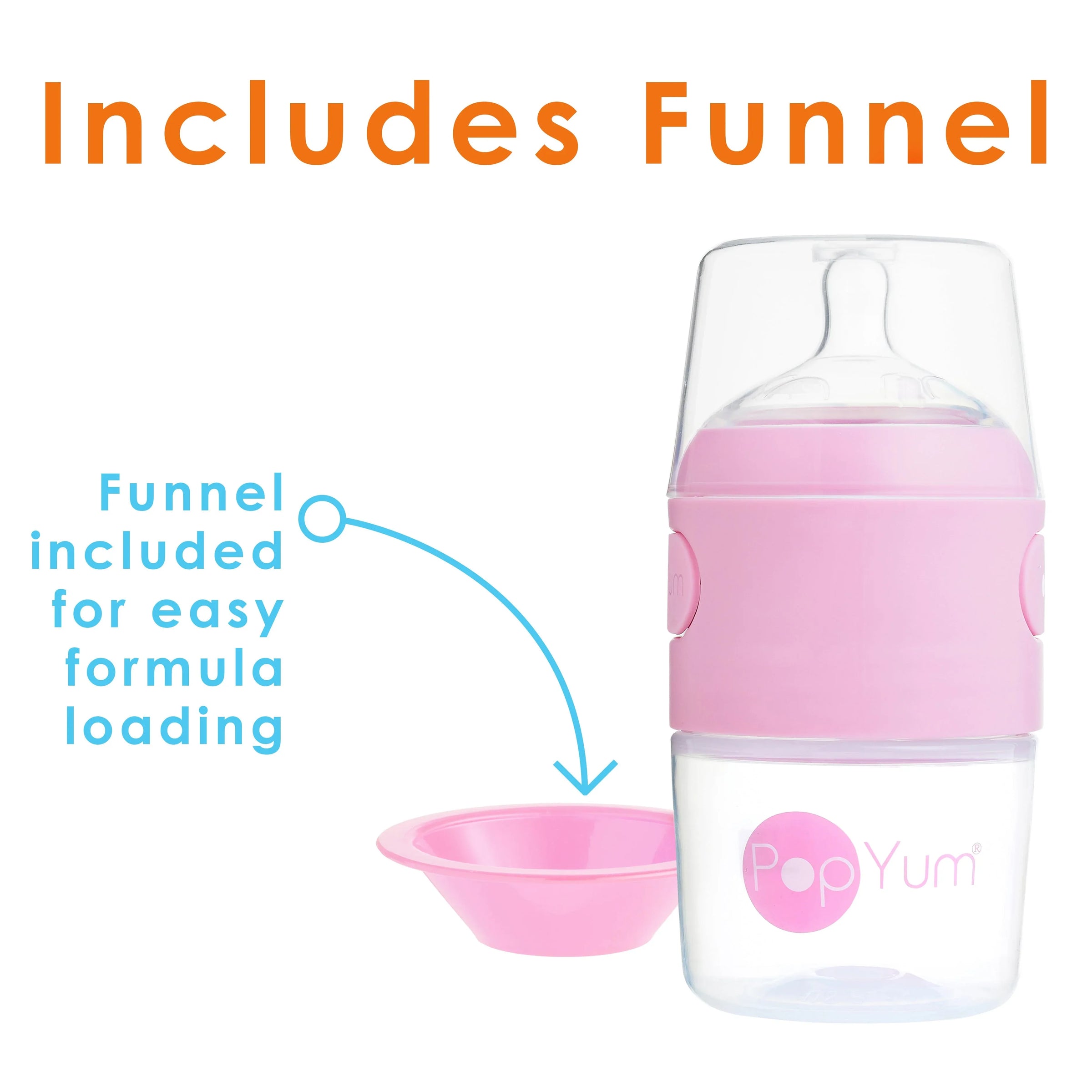 PopYum Baby Bottle Starter Set for Breast and Formula Feeding, 4-Pack, Pink, 2x 5oz Bottles (150ml) + 2x 9oz Bottles (260ml) - BIG FRENCHIES