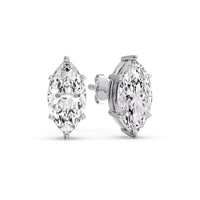 6 Prong Marquise Diamonds Solitaire Stud Earring in Basket Setting