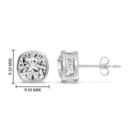 Cushion Diamond Bezel Set Solitaire Certified Stud Earrings