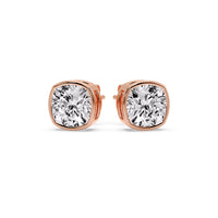 Cushion Diamond Bezel Set Solitaire Certified Stud Earrings