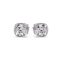 Cushion Diamond Bezel Set Solitaire Certified Stud Earrings
