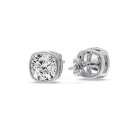 Cushion Diamond Bezel Set Solitaire Certified Stud Earrings