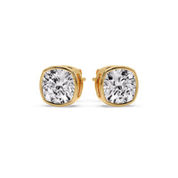 Cushion Diamond Bezel Set Solitaire Certified Stud Earrings