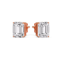 Certified Emerald Cut Diamond Solitaire Stud Earrings