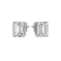 Certified Emerald Cut Diamond Solitaire Stud Earrings