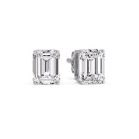 Certified Emerald Cut Diamond Solitaire Stud Earrings
