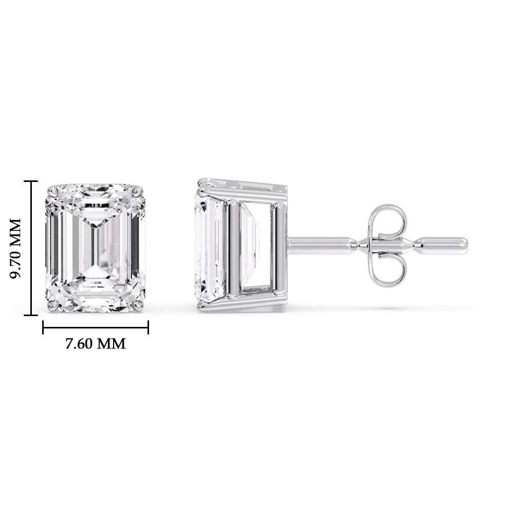 Certified Emerald Cut Diamond Solitaire Stud Earrings