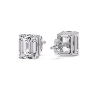 Certified Emerald Cut Diamond Solitaire Stud Earrings