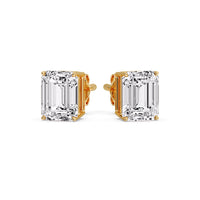 Certified Emerald Cut Diamond Solitaire Stud Earrings