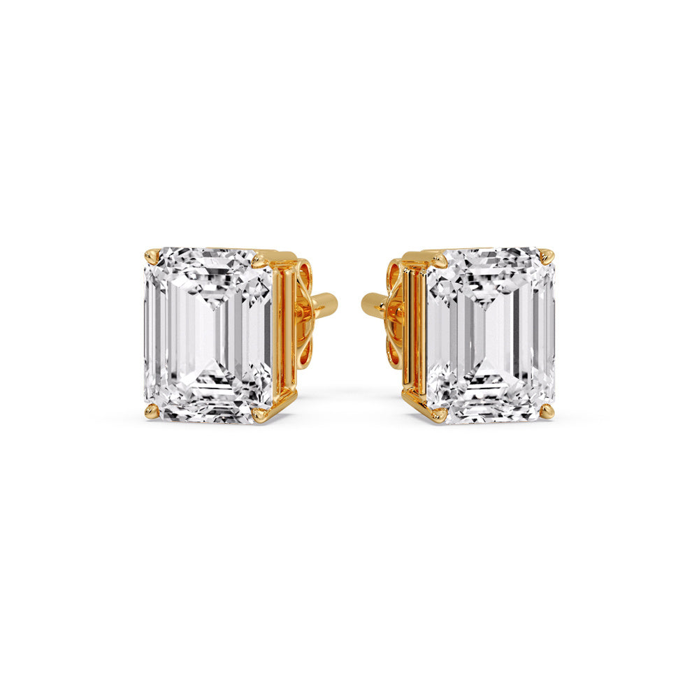 Certified Emerald Cut Diamond Solitaire Stud Earrings