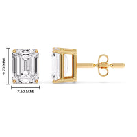 Certified Emerald Cut Diamond Solitaire Stud Earrings