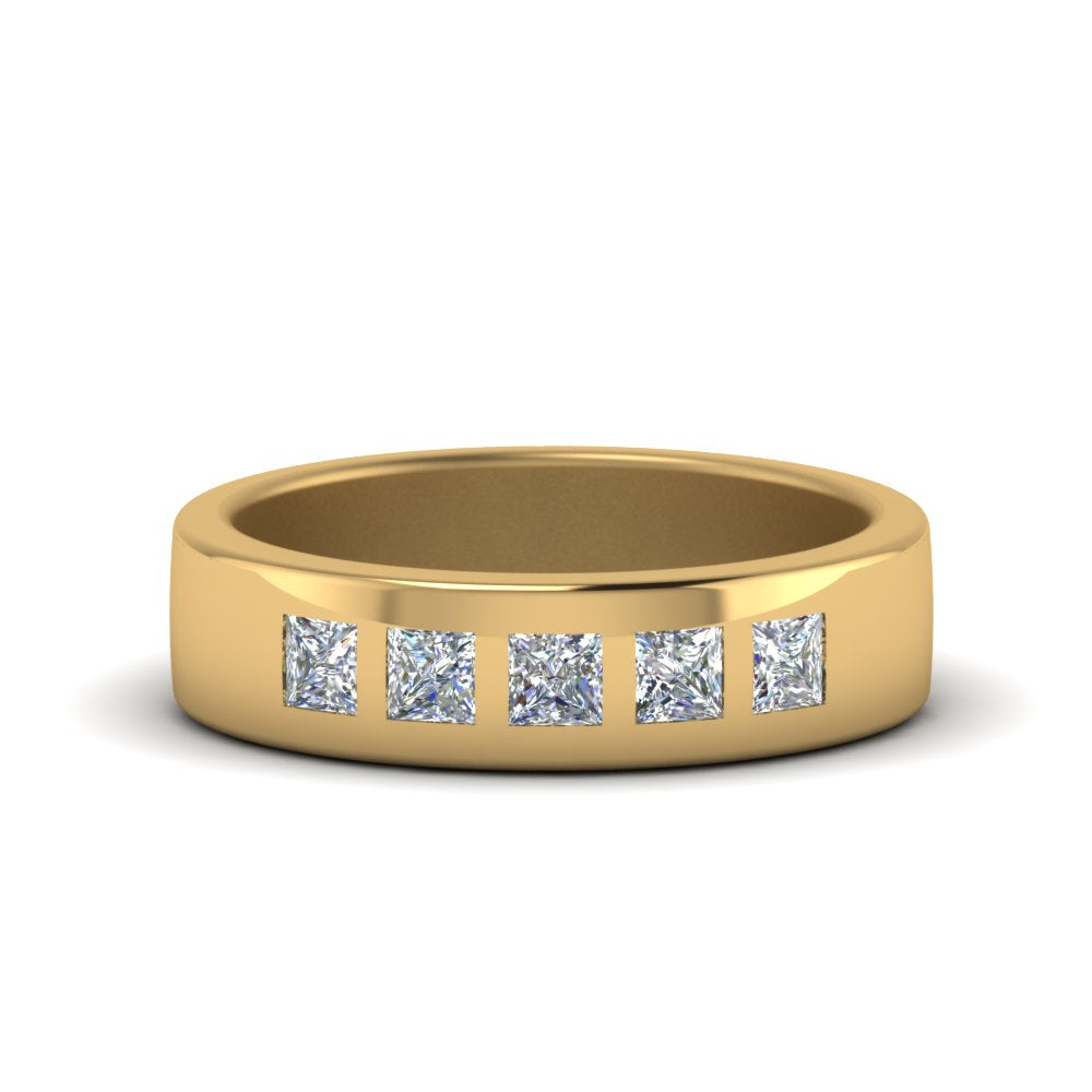 Flat Flush Set Mens Wedding Band