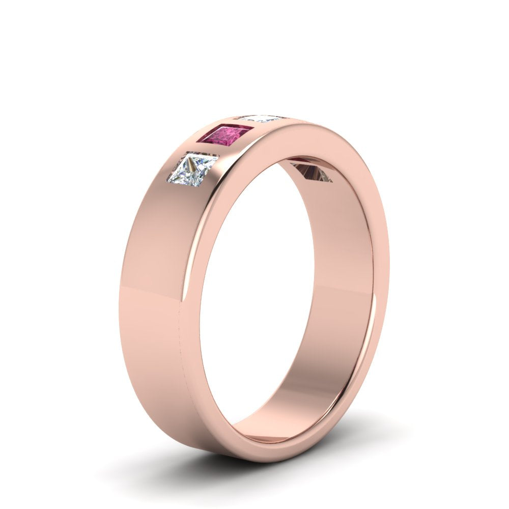 Flat Flush Set Mens Wedding Band