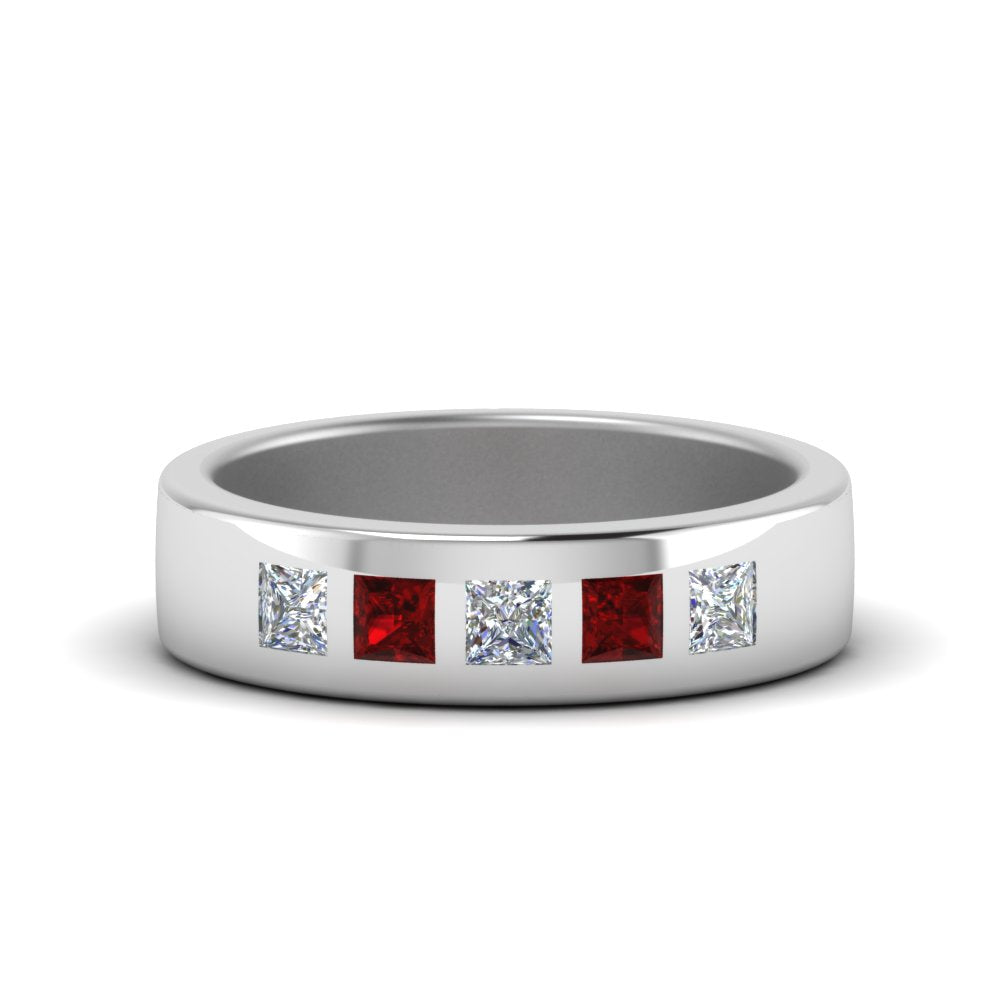Flat Flush Set Mens Wedding Band