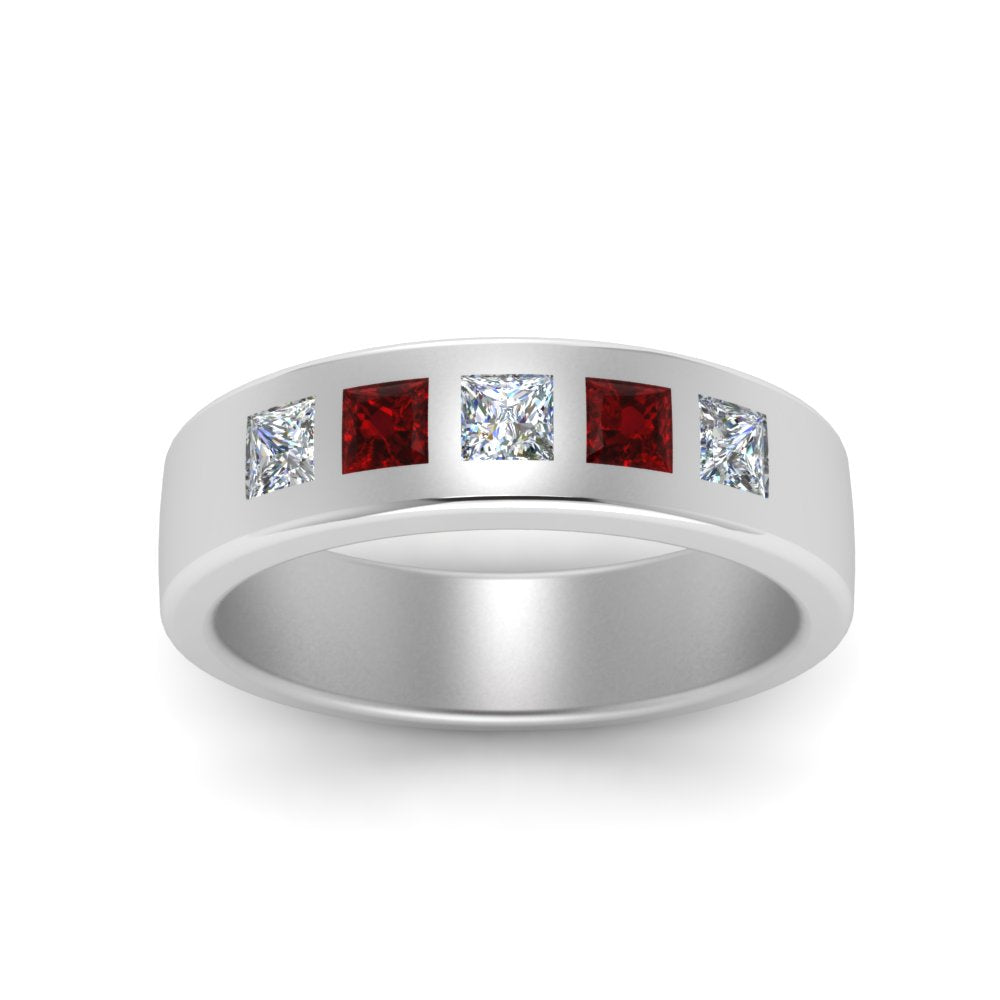 Flat Flush Set Mens Wedding Band
