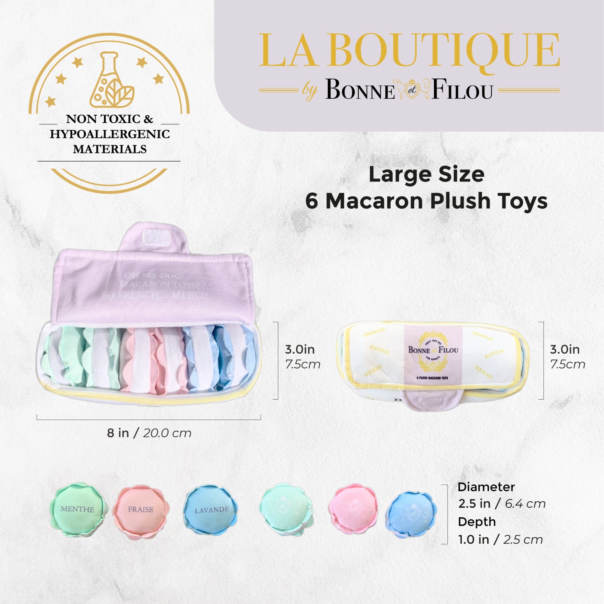 Plush Squeaky Dog Toy Set- Large - BIG FRENCHIES