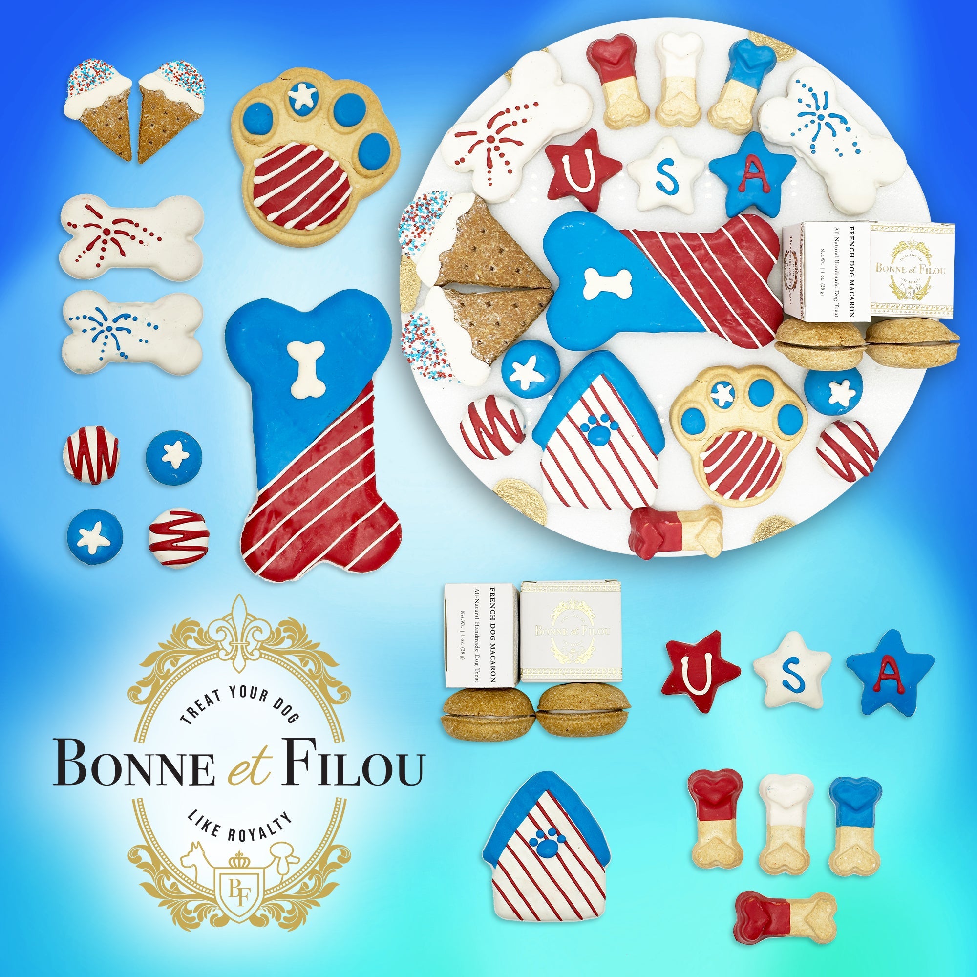 USA Themed Dog Treats Gift Box - BIG FRENCHIES