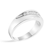 Men's.925 Sterling Silver 1/2 Cttw Diamond 9 Stone Band Ring - Size 10