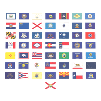 50 State Flags Pack - USA State Flags - Custom Printed 2x3 Tile - Made Using LEGO® Parts