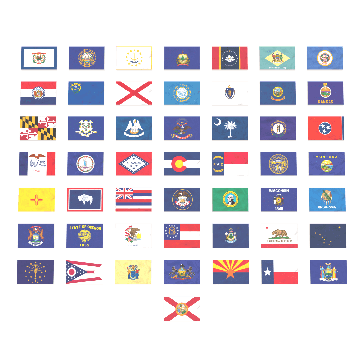 50 State Flags Pack - USA State Flags - Custom Printed 2x3 Tile - Made Using LEGO® Parts