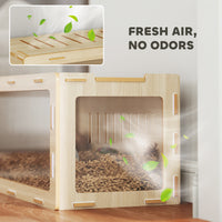 Hamster Cage with Easy View Acrylic Panels, Air Vents & Openable Roof, for Gerbil, Guinea Pig, 39" x 20" x 18.5", Oak