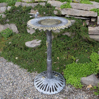 Antique Pewter Sunflower Design Aluminum Birdbath, Silver - BIG FRENCHIES