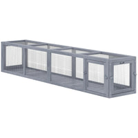 PawHut Wooden Cat Run With Weather Protection, Connecting Inside And Outside, Dark Gray