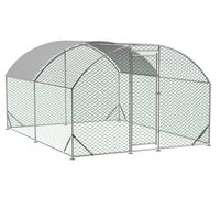 Large Chicken Coop Metal Chicken Run With Waterproof And Anti-UV Cover, Dome Shaped Walk-in Fence Cage Hen House For Out