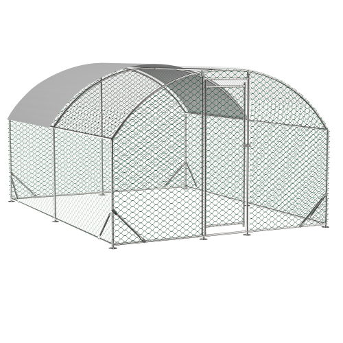 Large Chicken Coop Metal Chicken Run With Waterproof And Anti-UV Cover, Dome Shaped Walk-in Fence Cage Hen House For Out