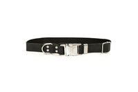 Modern Style Quick-Release Midnight Black Leather Dog Collar - BIG FRENCHIES