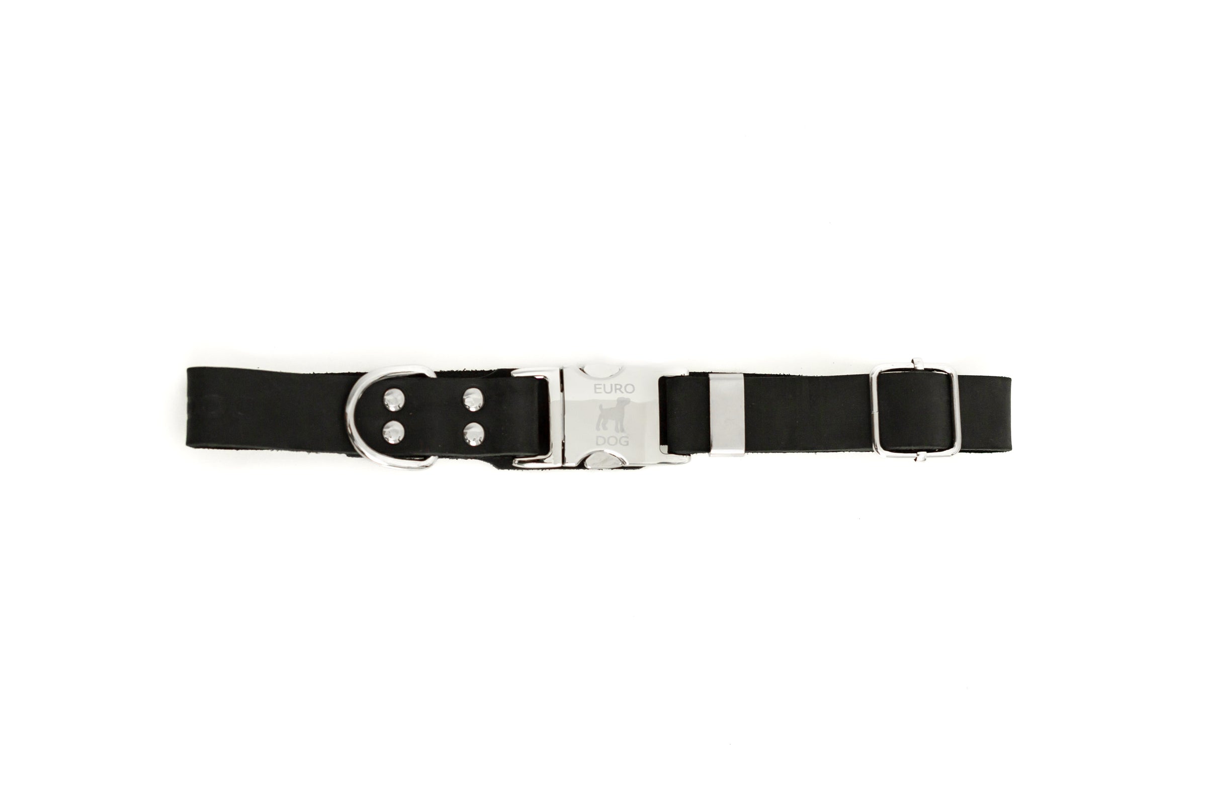 Modern Style Quick-Release Midnight Black Leather Dog Collar - BIG FRENCHIES